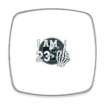 I'm 23 plus 1 middle finger Skull funny 24th - Square fridge magnet - white - Front