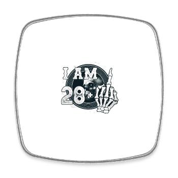 I'm 28 plus 1 middle finger Skull funny 29th - Square fridge magnet - white - Front