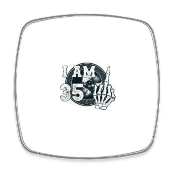 I'm 35 plus 1 middle finger Skull funny 36th - Square fridge magnet - white - Front