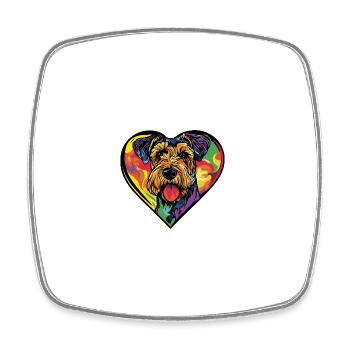 Airedale Terrier Hund Herz Love - Viereckiger Kühlschrankmagnet - Weiß - Vorne