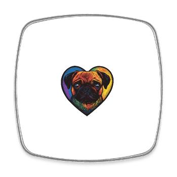 Mops Hund Herz Love - Viereckiger Kühlschrankmagnet - Weiß - Vorne