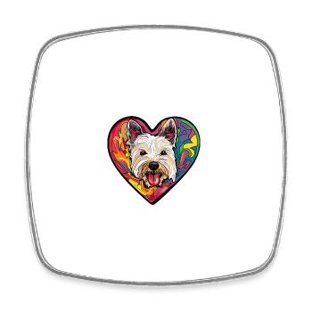 West Highland Terrier Dog Heart Love - Square fridge magnet - white - Front