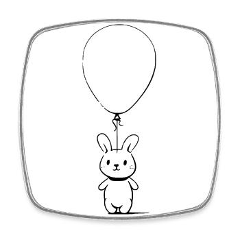 Ballonhase - Viereckiger Kühlschrankmagnet - Weiß - Vorne