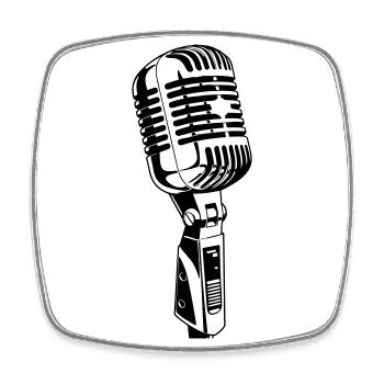 Icône de microphone Musicien - Magnet carré - blanc - Devant