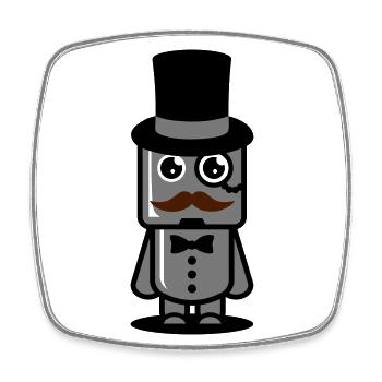 Gentleman Roboter - Viereckiger Kühlschrankmagnet - Weiß - Vorne