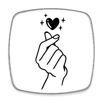 K-Pop Saranghae Love Hand Heart - Magnet carré - blanc - Devant