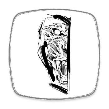 demi tête de tigre sketchy - Magnet carré - blanc - Devant