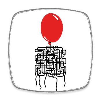 Ballonyrinth Ballon-Faden-Labyrinth - Viereckiger Kühlschrankmagnet - Weiß - Vorne