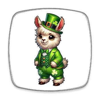 Sweet Llama St. Patrick's Day Cartoon - Square fridge magnet - white - Front