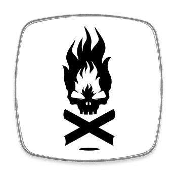 A fire symbol with skull - Square fridge magnet - white - Front