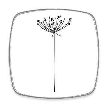Blume - Pflanzensilhouette - florales Motiv - Viereckiger Kühlschrankmagnet - Weiß - Vorne