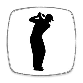 Golfer beim Abschlag - Viereckiger Kühlschrankmagnet - Weiß - Vorne