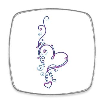 Coeur avec des fleurs, amour, rose bleu - Magnet carré - blanc - Devant