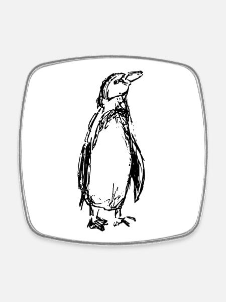 Pinguin - Viereckiger Kühlschrankmagnet - Weiß