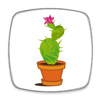A cactus with blossom - Square fridge magnet - white - Front