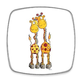 Verliebte Giraffen - Viereckiger Kühlschrankmagnet - Weiß - Vorne
