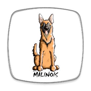 Funny Malinois - Belgian Shepherd Dog - Square fridge magnet - white - Front