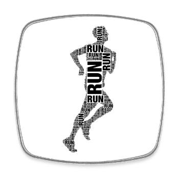 Running Man Silhouette Black Run Text Human Shape - Square fridge magnet - white - Front