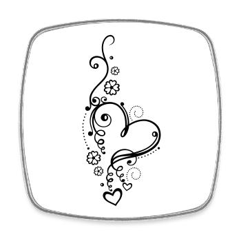 Coeur aux petits coeurs et aux fleurs - Magnet carré - blanc - Devant