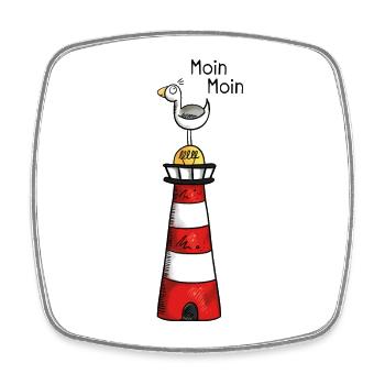 Moin Moin Möwe - Nordsee - Norden - Geschenk - Viereckiger Kühlschrankmagnet - Weiß - Vorne