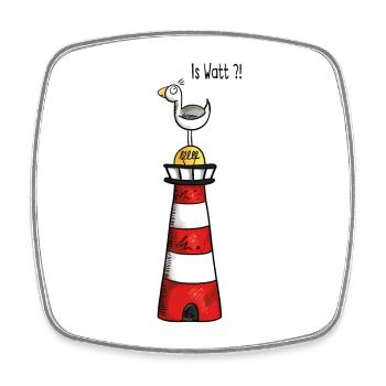 Is Watt Möwe - Nordsee - Leuchtturm - Geschenk - Viereckiger Kühlschrankmagnet - Weiß - Vorne