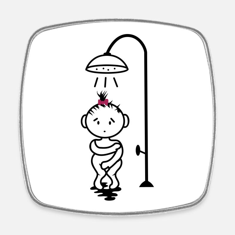 fille timide sous la douche - Magnet carré - blanc