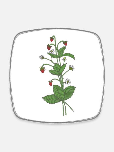 Wild strawberries - Square fridge magnet - white