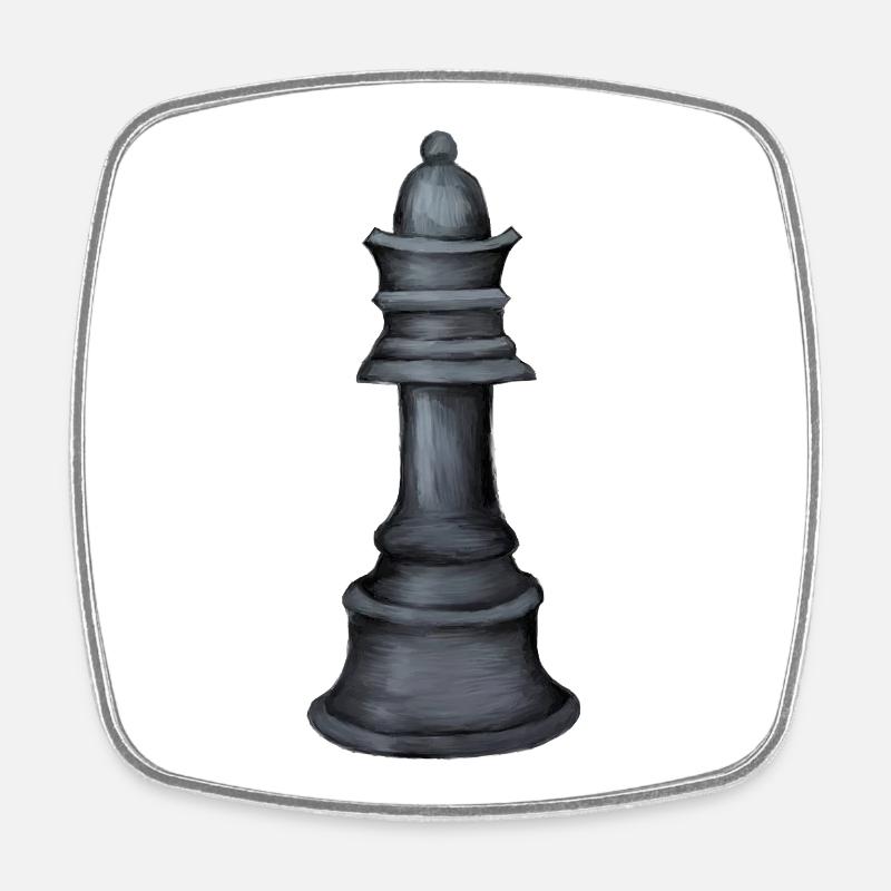 Grayscale Chess Piece Art Print - Square fridge magnet - white