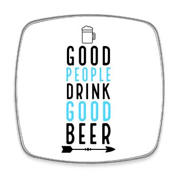 Bière - Magnet carré - blanc - Devant