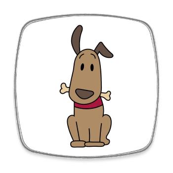 Chien avec os - Magnet carré - blanc - Devant