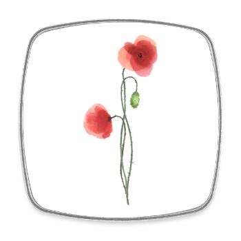 Blume: roter Mohn - Viereckiger Kühlschrankmagnet - Weiß - Vorne