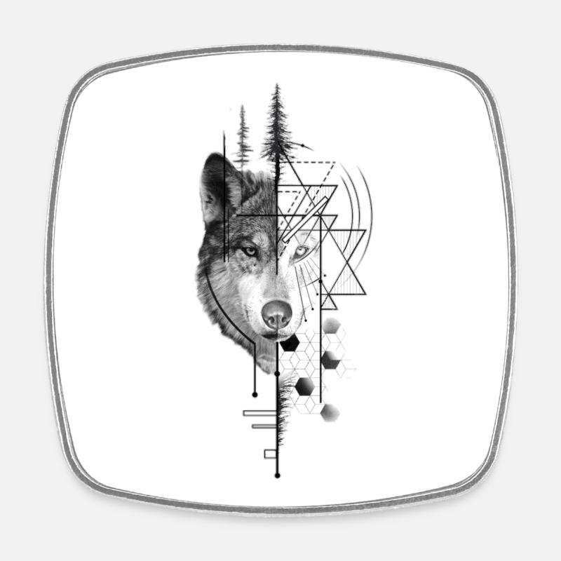 Wolf design - Magnet carré - blanc