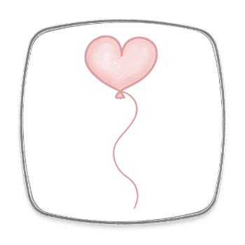 Luftballon Herz rosa pastell - Viereckiger Kühlschrankmagnet - Weiß - Vorne