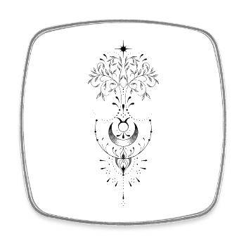 Female Tree of Life Moon Sun Ornament - Square fridge magnet - white - Front
