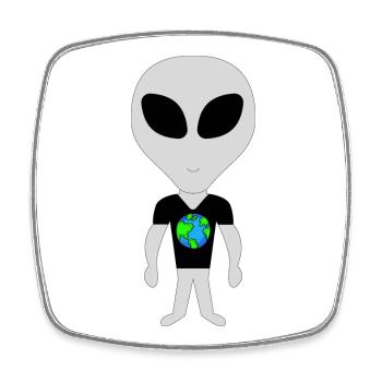 Sustainable Aliens with Earth - Square fridge magnet - white - Front