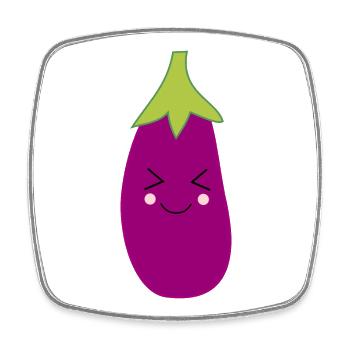 Kawaii,Eggplant,purple, fruits, vegetables, vegan, - Square fridge magnet - white - Front