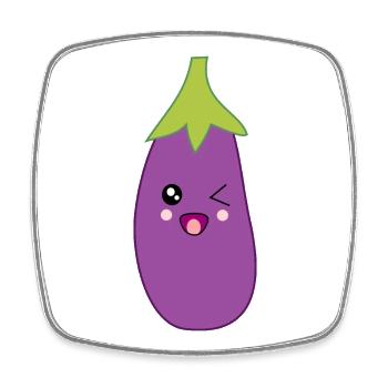 Aubergine Légumes végétaliens - Magnet carré - blanc - Devant