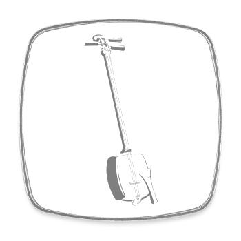 Shamisen Grau - Viereckiger Kühlschrankmagnet - Weiß - Vorne