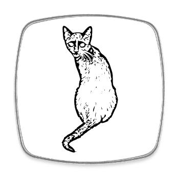 Katze schwarz - Viereckiger Kühlschrankmagnet - Weiß - Vorne
