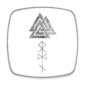 Valknut mit Odin Runen - Viereckiger Kühlschrankmagnet - Weiß - Vorne