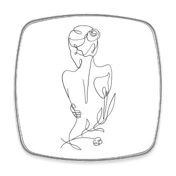 Woman T-shirt motif, print design - Square fridge magnet - white - Front