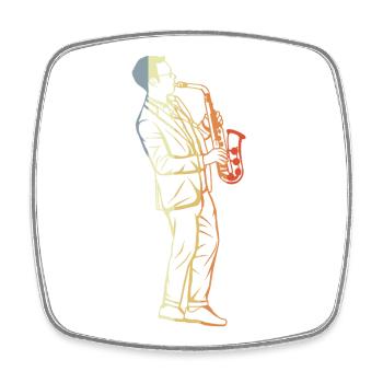 Vintage Saxophone - Magnet carré - blanc - Devant