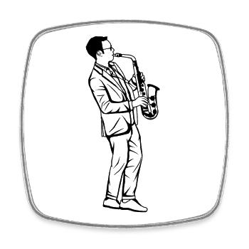 Saxophoniste - Magnet carré - blanc - Devant