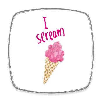 I scream Icecream Eiscreme Eis Fan coole Sprüche - Viereckiger Kühlschrankmagnet - Weiß - Vorne