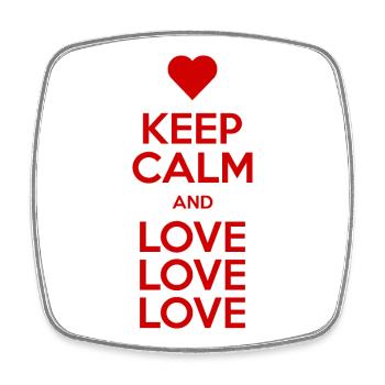 Bleib ruhig und liebe, liebe, liebe - Viereckiger Kühlschrankmagnet - Weiß - Vorne