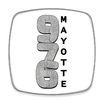T SHIRT 976 MAYOTTE - Magnet carré - blanc - Devant