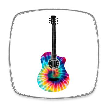 Multi-Colored Tie Dye Guitar Design - Square fridge magnet - white - Front
