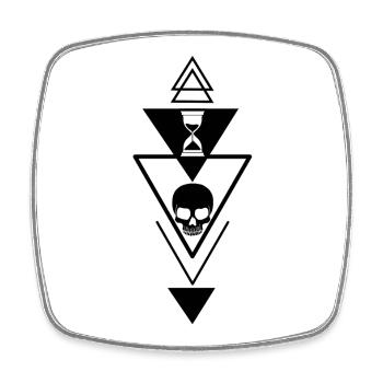 The passing of time is black - Square fridge magnet - white - Front