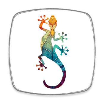 Mandala Gecko - Viereckiger Kühlschrankmagnet - Weiß - Vorne