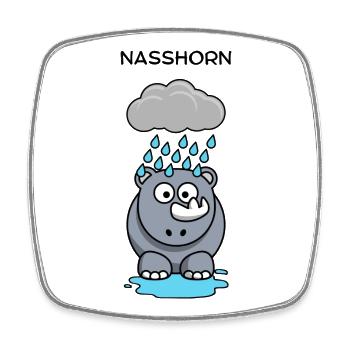 Regen-Hippo unter Wolken - Viereckiger Kühlschrankmagnet - Weiß - Vorne